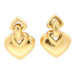 18k yellow gold heart drop earrings