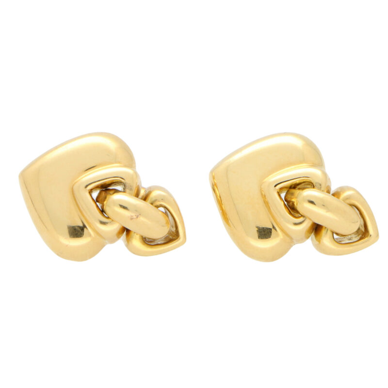 18k yellow gold heart drop earrings