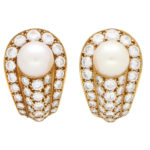 Vintage Cartier Pearl and Diamond Earrings