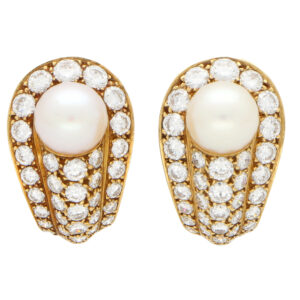 Vintage Cartier Pearl and Diamond Earrings