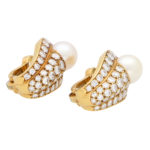 Vintage Cartier Pearl and Diamond Earrings