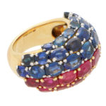 Ruby and Sapphire Bombe Ring