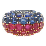 Ruby and Sapphire Bombe Ring