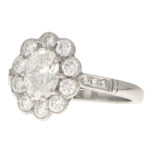 Oval Diamond Cluster Ring Set in Platinum