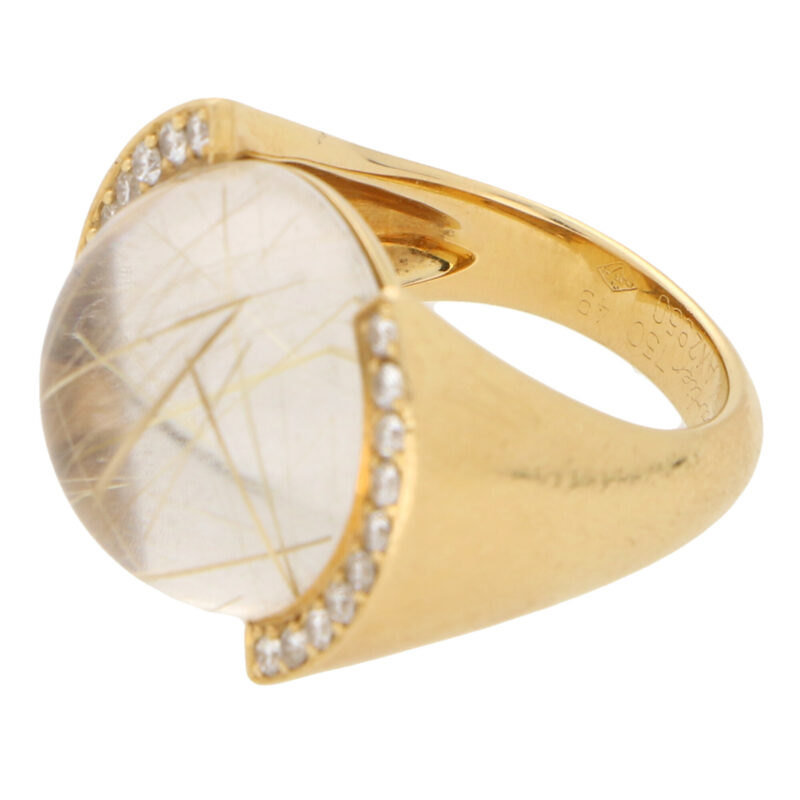 Vintage Cartier Rutilated Quartz and Diamond Ring