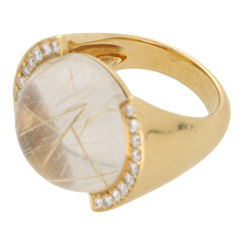 Vintage Cartier Rutilated Quartz and Diamond Ring