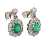 Vintage Emerald and Diamond Cluster Earrings