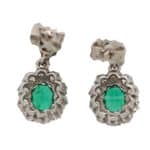 Vintage Emerald and Diamond Cluster Earrings