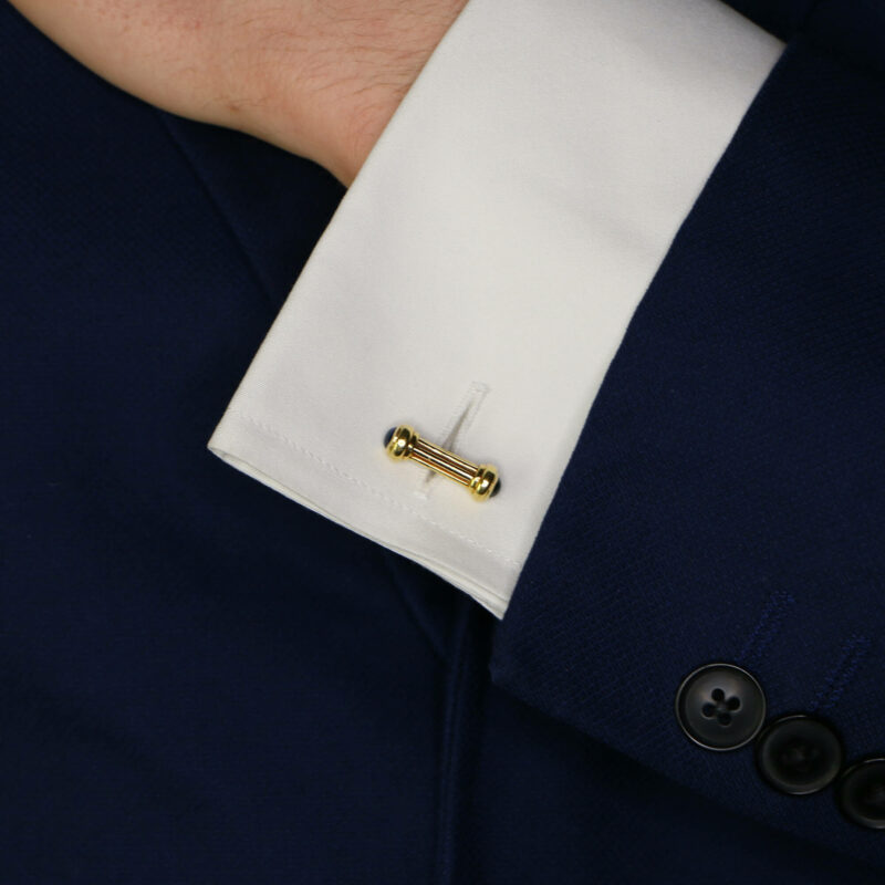 18k gold cabochon sapphire cufflinks