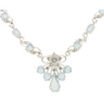 Aquamarine and Diamond Floral Necklace