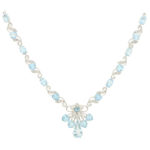 Aquamarine and Diamond Floral Necklace