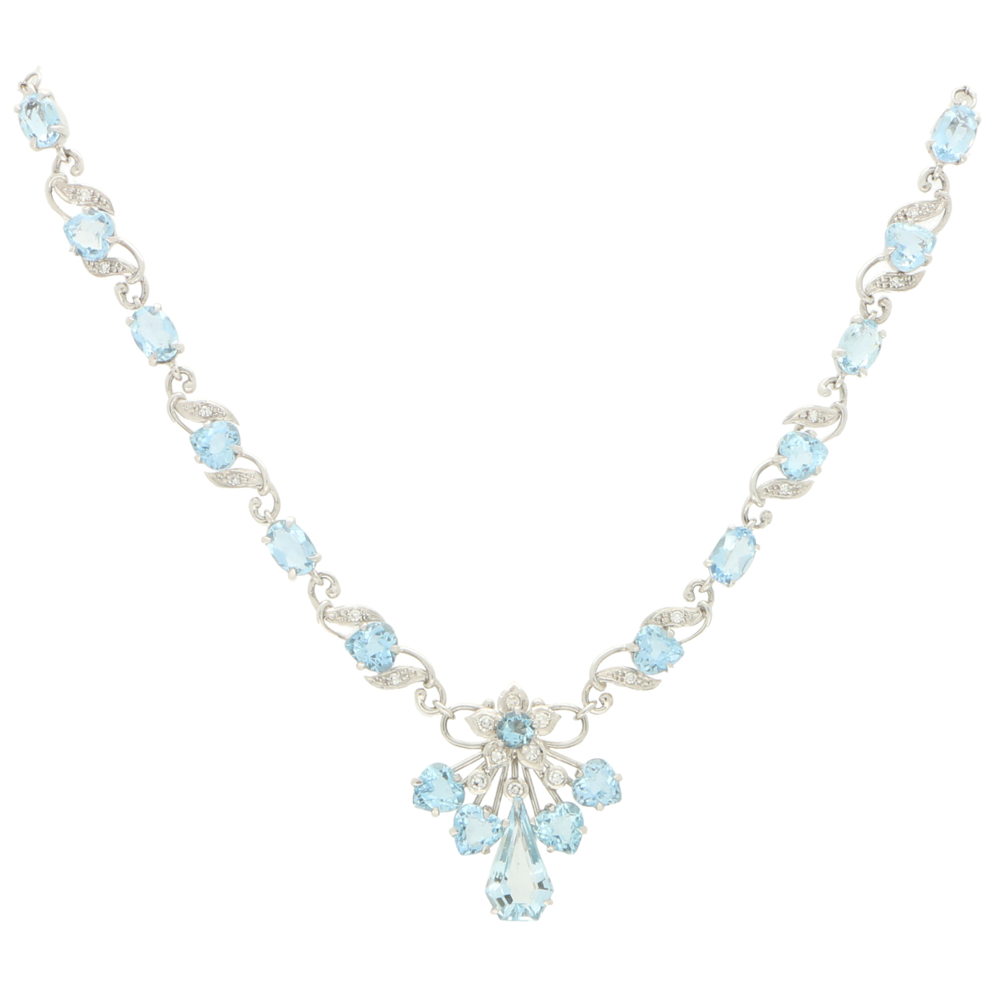 Aquamarine and Diamond Floral Necklace at Susannah Lovis Jewellers