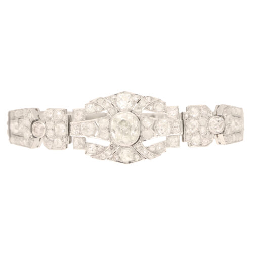 Art Deco Diamond Plaque Bracelet in Platinum