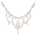 Edwardian Diamond Filigree Necklace in Platinum