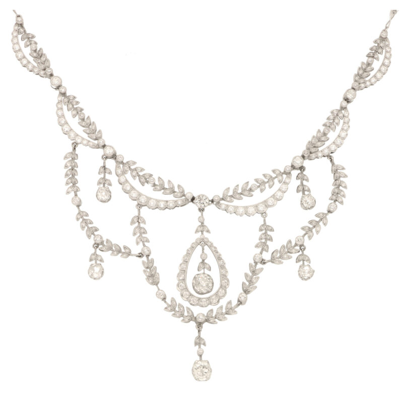 Edwardian Diamond Filigree Necklace in Platinum