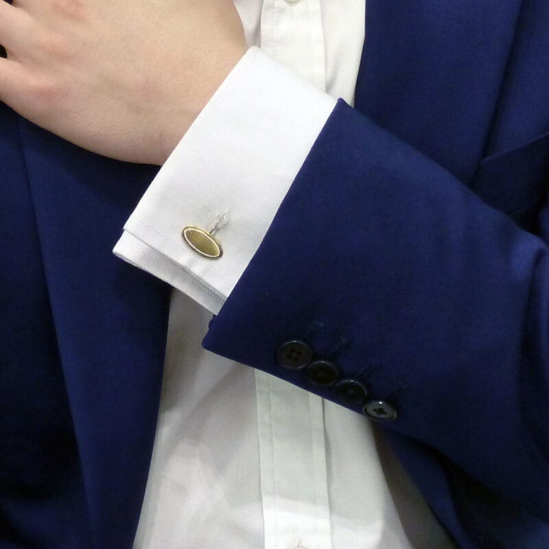 14k French gold enamel cufflinks