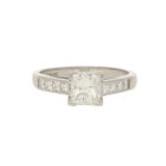 GIA Certified Princess Cut Diamond Engagement Ring Set in Platin