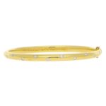 Etoile Diamond Hinged Bangle in Yellow Gold and Platinum