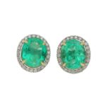 Colombian emerald and diamond stud earrings