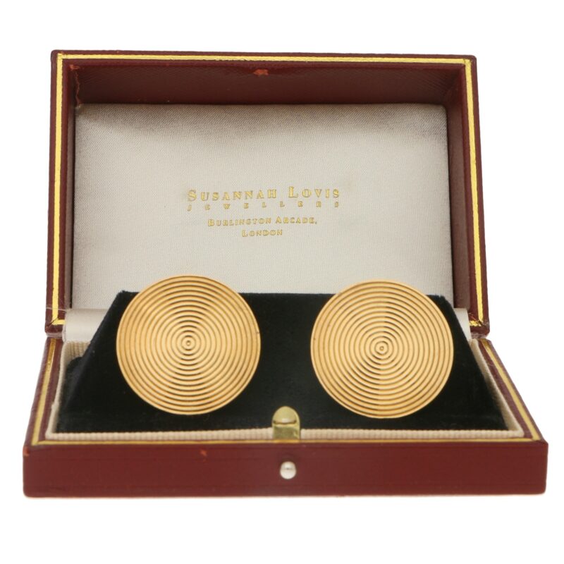 Large Round Kutchinsky Cufflinks Set in 9k Yellow Gold