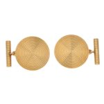 Large Round Kutchinsky Cufflinks Set in 9k Yellow Gold
