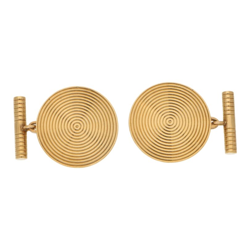 Large Round Kutchinsky Cufflinks Set in 9k Yellow Gold