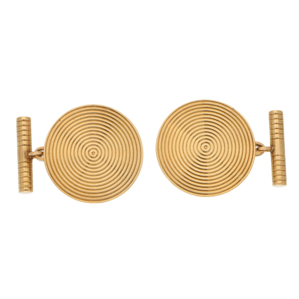 Large Round Kutchinsky Cufflinks Set in 9k Yellow Gold