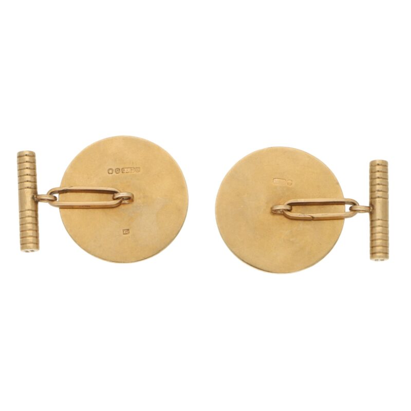 Large Round Kutchinsky Cufflinks Set in 9k Yellow Gold