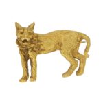 Lynx Cat Brooch Set in Solid Gold