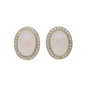 Contemporary Chalcedony and Diamond Halo Earrings