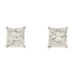 Convertible 4.04ct Princess-Cut Diamond Stud Earrings in Gold