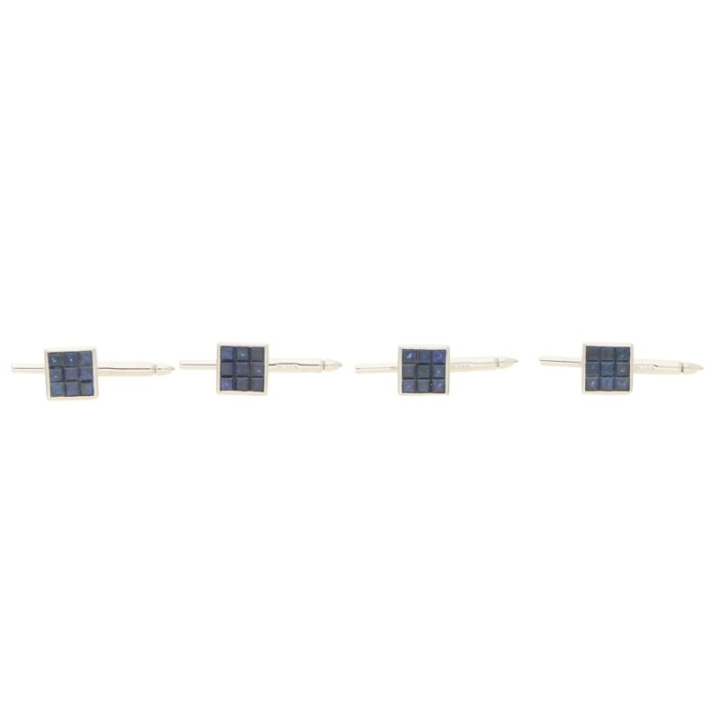 Platinum French cut sapphire square shirt studs