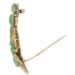 Vibrant Green Jadeite Brooch Set in 14k Yellow Gold