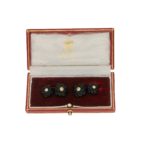 Vintage Asprey carved onyx and diamond cufflinks