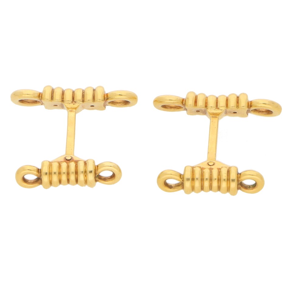 O. J. Perrin 18k yellow gold rope cufflinks.