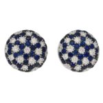 Sapphire diamond domed stud earrings