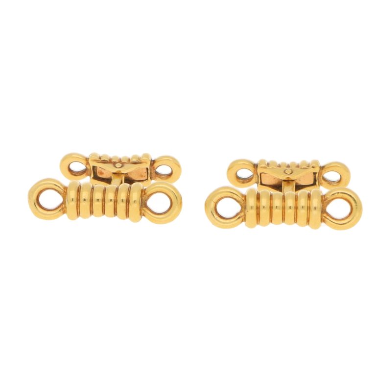 O. J. Perrin 18k yellow gold rope cufflinks.