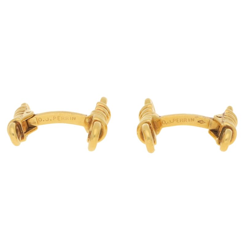 O. J. Perrin 18k yellow gold rope cufflinks.