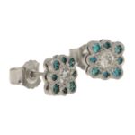 18ct gold blue diamond stud earrings