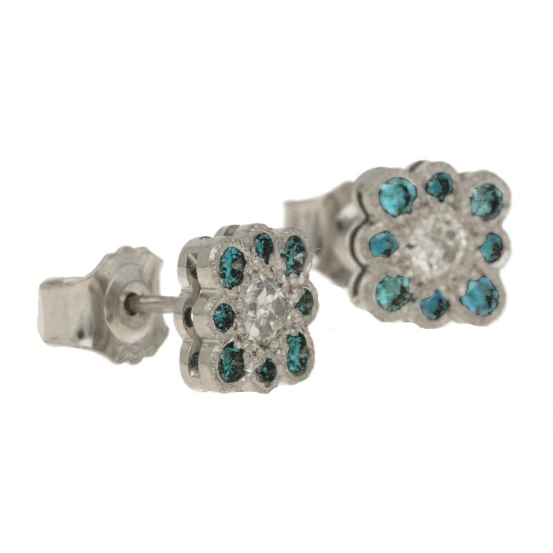 18ct gold blue diamond stud earrings