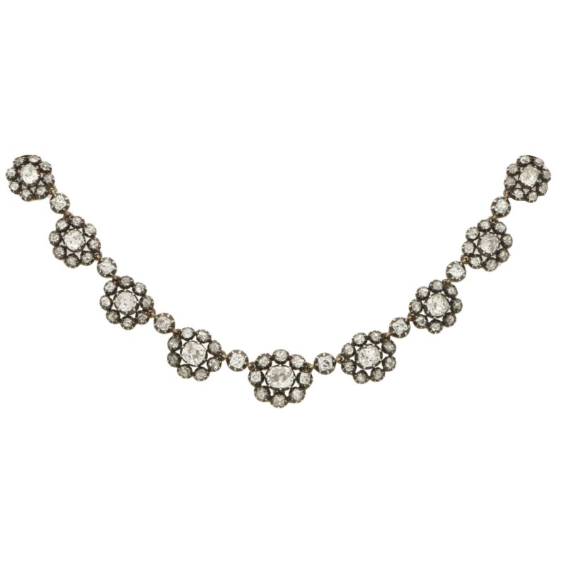 Victorian diamond cluster necklace