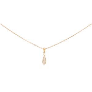 Pave Diamond Drop Shape Pendant Necklace in Rose Gold