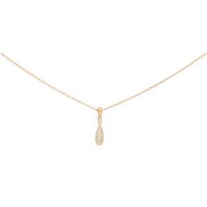 Pave Diamond Drop Shape Pendant Necklace in Rose Gold