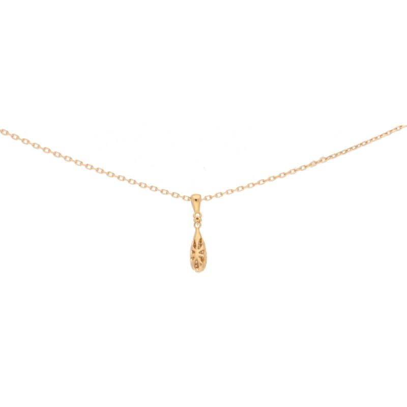 Pave Diamond Drop Shape Pendant Necklace in Rose Gold