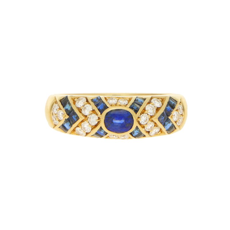 David Morris Sapphire and Diamond Cocktail Ring in Yellow Gold