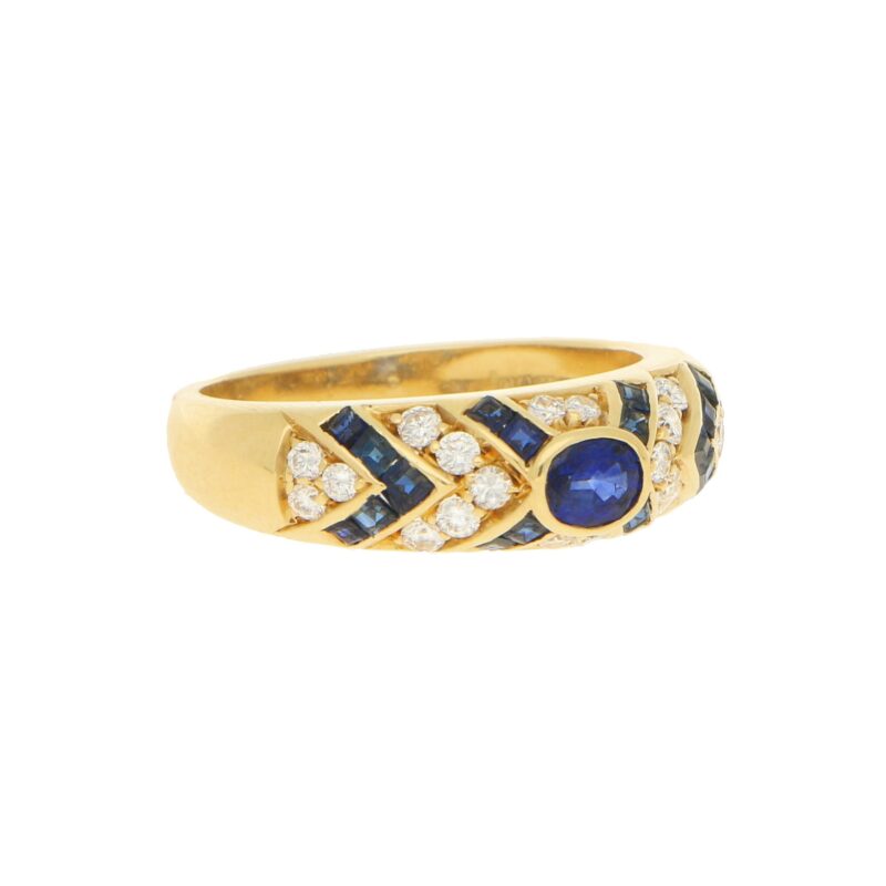 David Morris Sapphire and Diamond Cocktail Ring in Yellow Gold