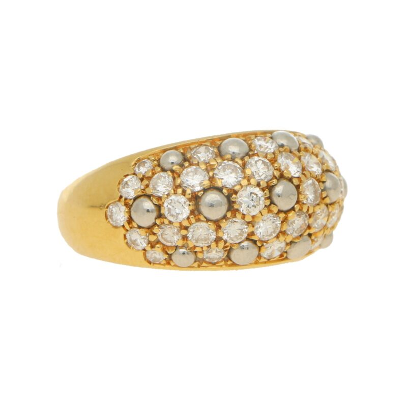 Cartier: Diamond set gold bombé ring