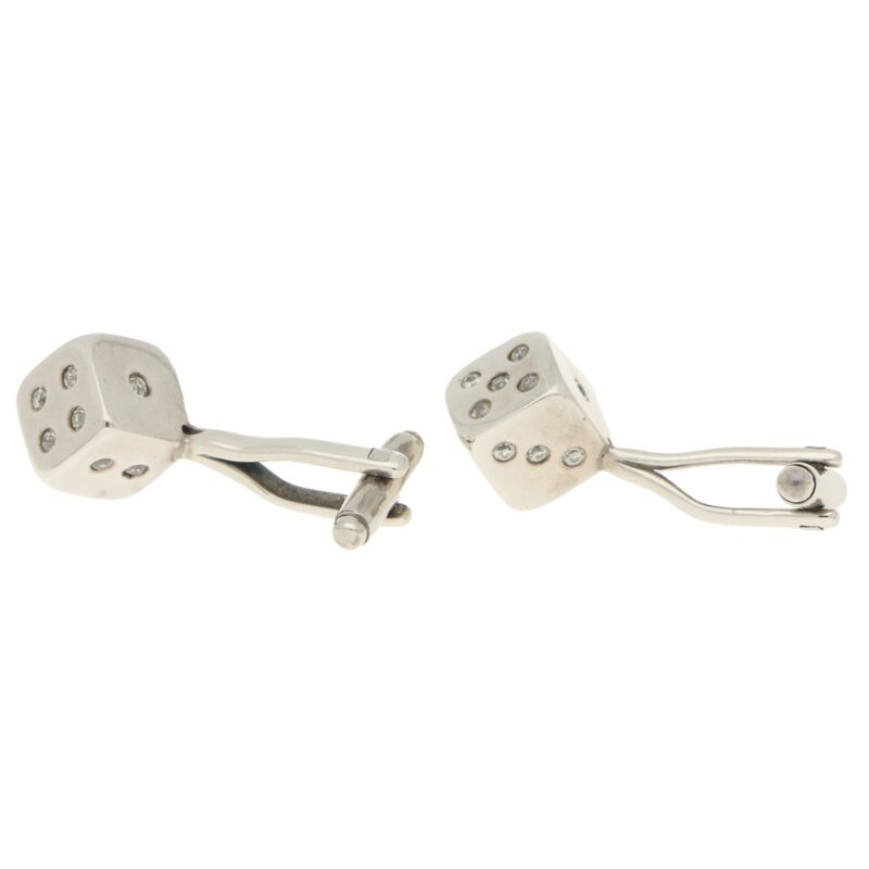 Old European Cut Diamond Dice Swivel Back Cufflinks