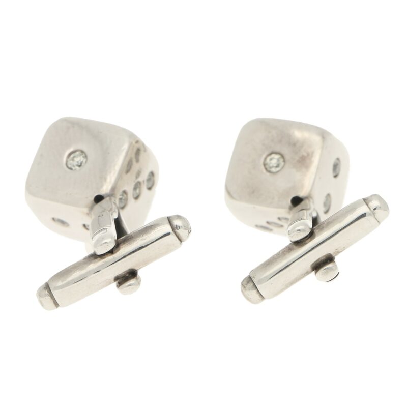 Old European Cut Diamond Dice Swivel Back Cufflinks