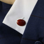 Sterling silver and enamel blood orange chain link cufflinks